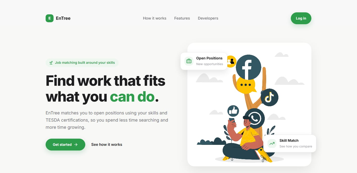 EnTree — job matching platform that ranks open positions by your skills and TESDA certifications